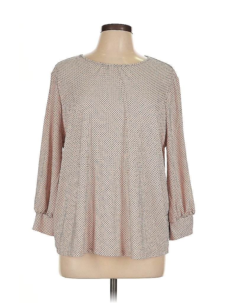 Adrianna Papell Tan 3/4 Sleeve Blouse Size L - photo 1