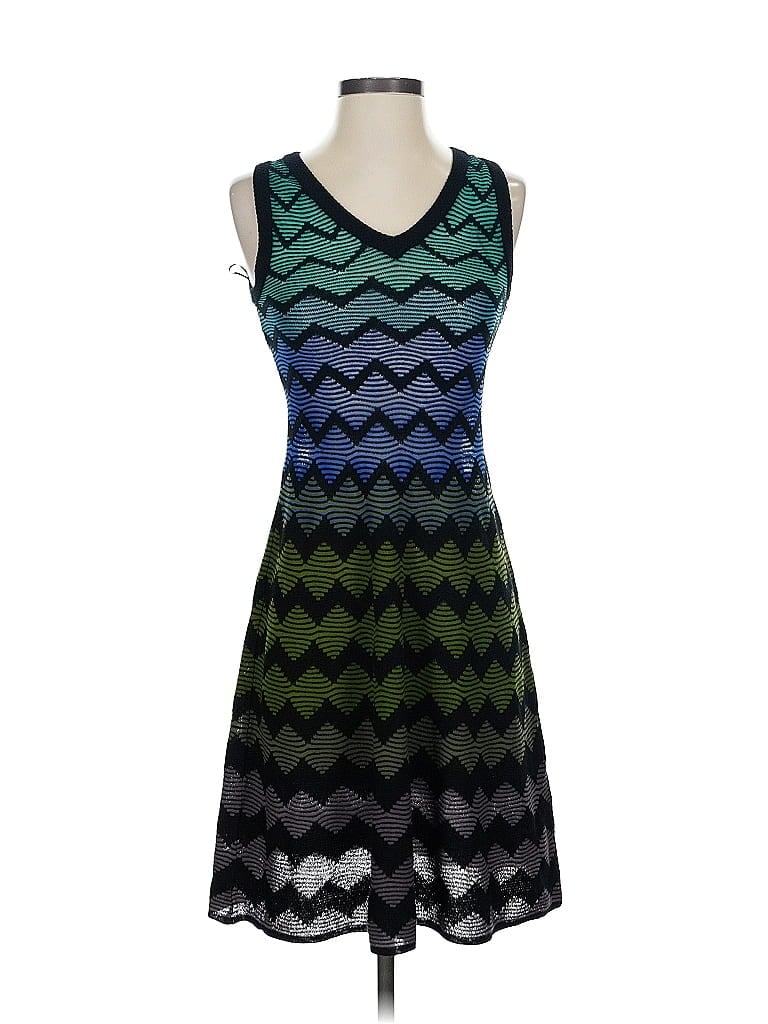 M Missoni Chevron-herringbone Teal Blue Casual Dress Size S (estimated) - photo 1