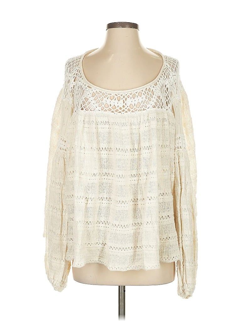 Pre-owned Free People Long Sleeve Blouse In White