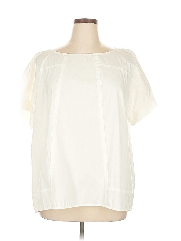 Pre-owned Lafayette 148 Short Sleeve Blouse In White