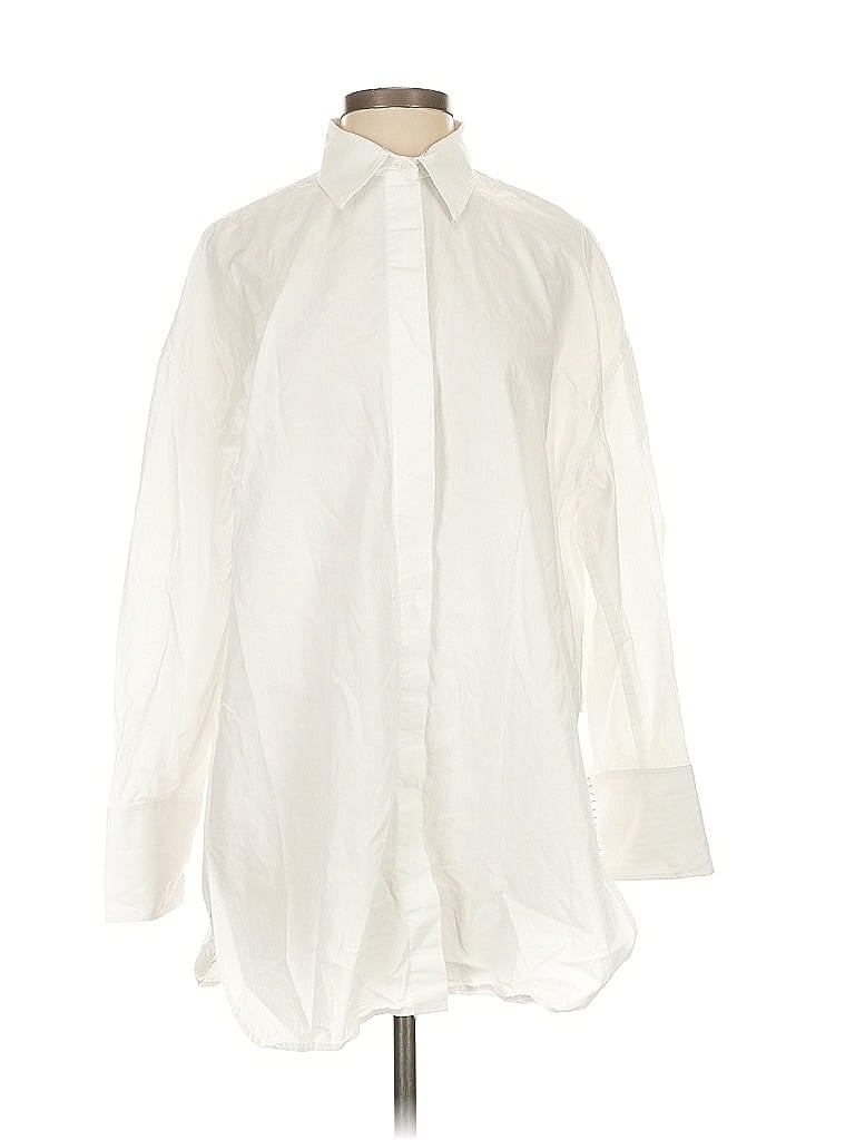 Pre-owned Zara Long Sleeve Button Down Shirt In White