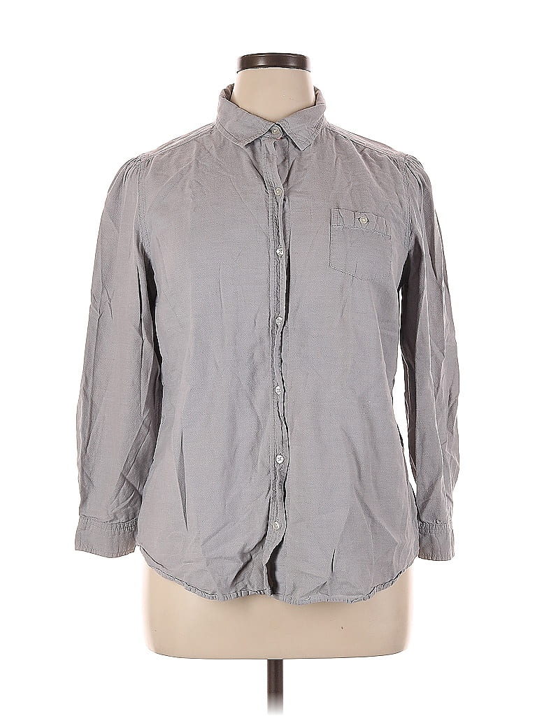 Pre-owned Old Navy Long Sleeve Button Down Shirt In Gray