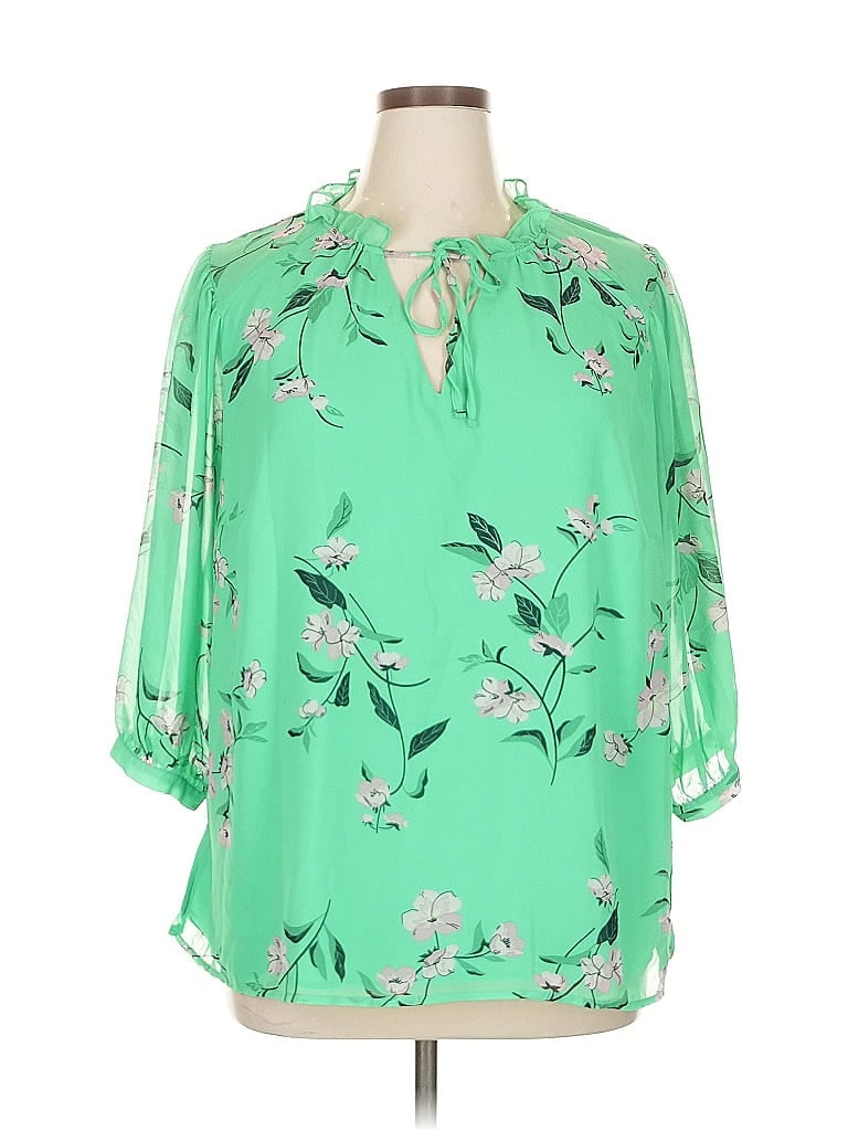 Pre-owned Grace 3/4 Sleeve Blouse In Green