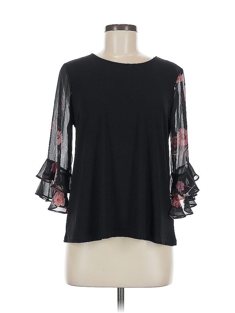 CeCe Black 3/4 Sleeve Top Size M - photo 1