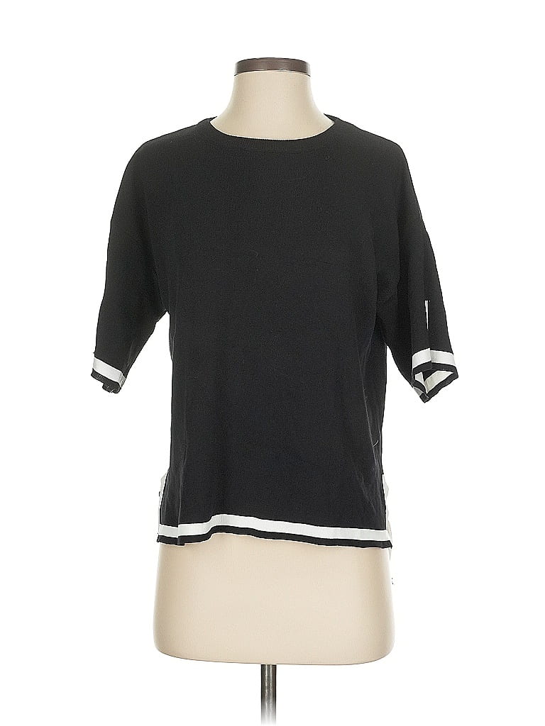 Pre-owned Unbranded Short Sleeve Top Black Crew Neck Tops