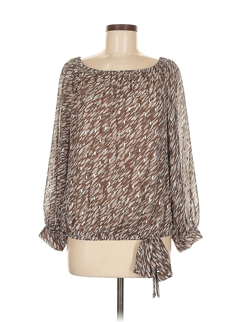 Pre-owned Msk Long Sleeve Blouse In Brown