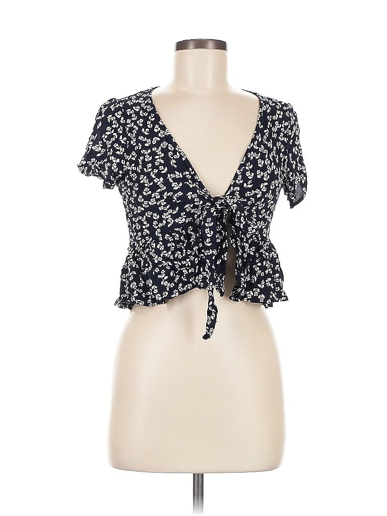 Pre-owned John Galt Short Sleeve Top Blue Sweetheart Neckline Tops