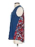 Porridge Solid Floral Blue Sleeveless Blouse Size S - photo 4