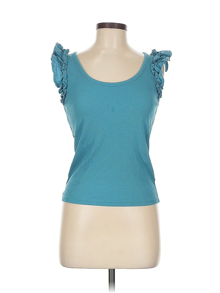 Pre-owned Old Navy Short Sleeve Top Teal Sweetheart Neckline Tops In Blue