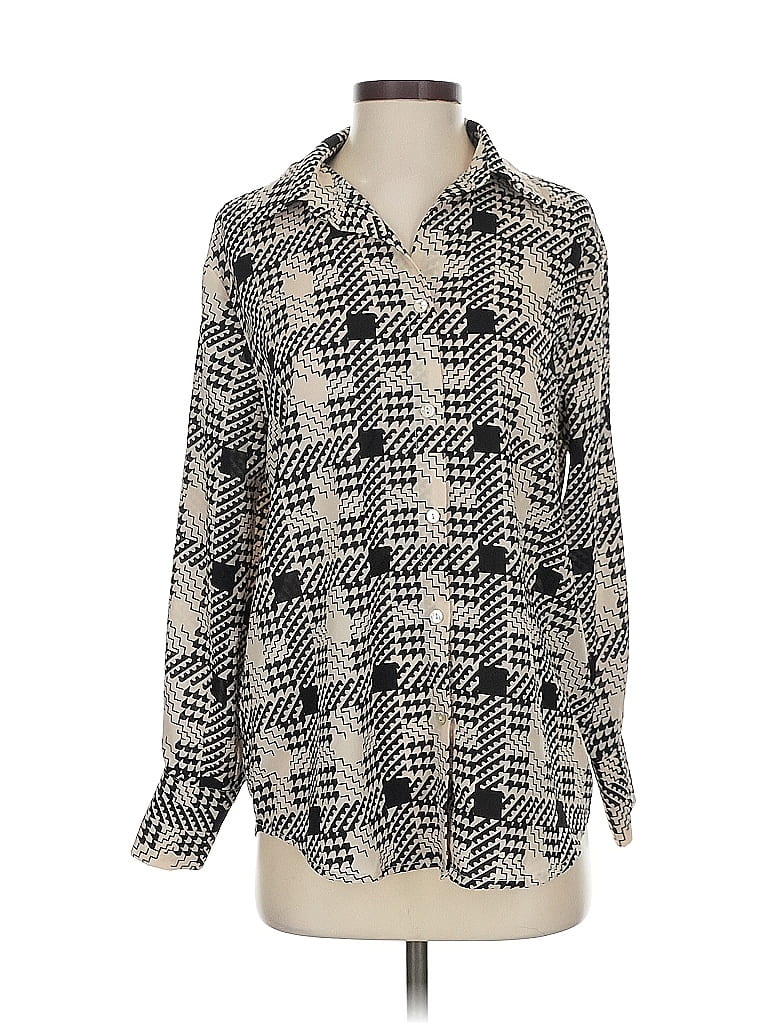 Pre-owned Assorted Brands Long Sleeve Blouse In Silver