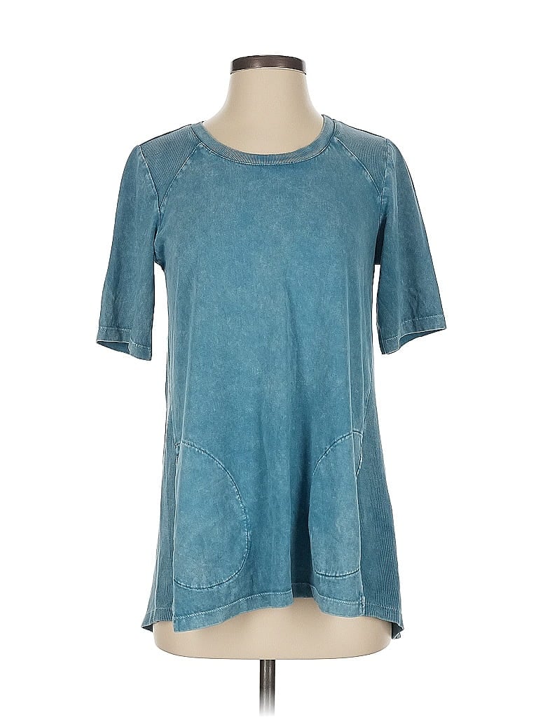 LOGO by Lori Goldstein 100% Cotton Blue Short Sleeve T-Shirt Size XXS - photo 1