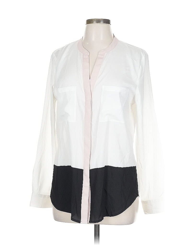 Ivanka Trump Color Block Ivory Long Sleeve Blouse Size L - photo 1