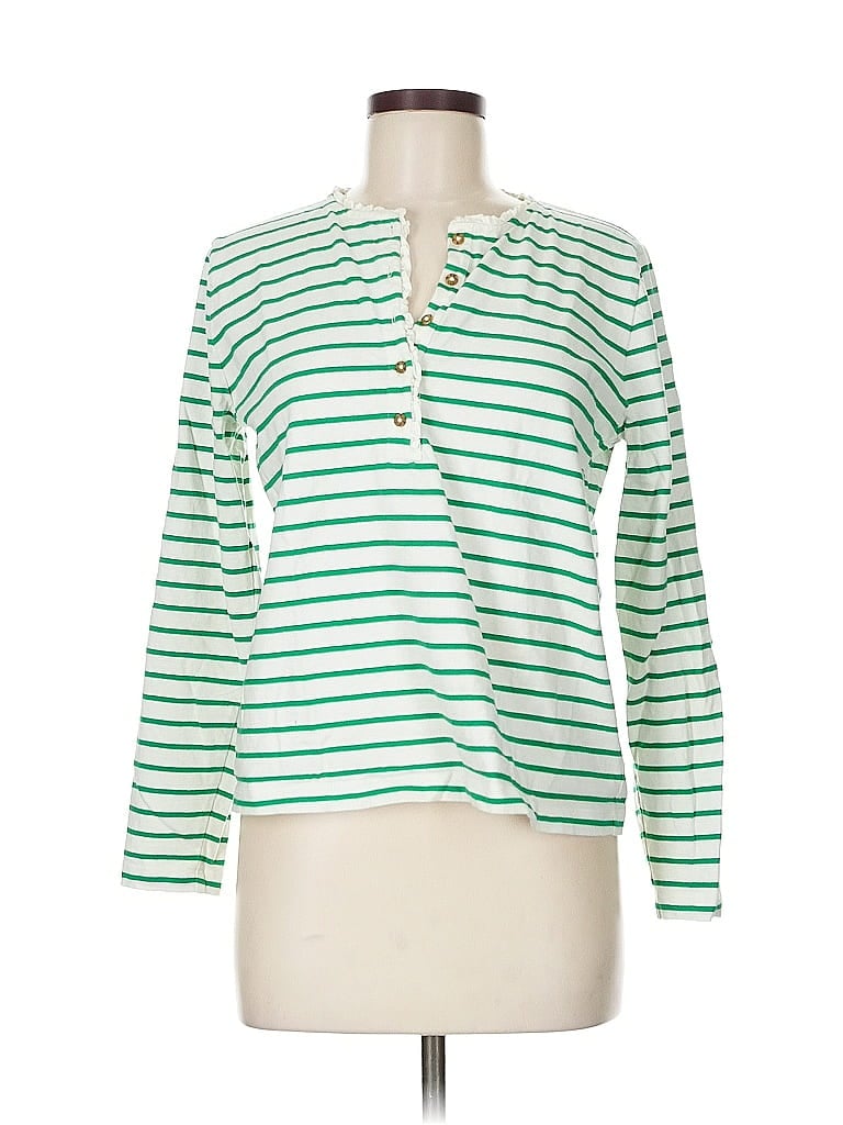 Pre-owned J.crew Factory Store Long Sleeve Henley Shirt In Green