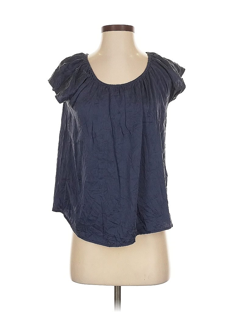 Click to view more detailed imagery on our partner's website Pre-owned Joie Short Sleeve Silk Top Blue Scoop Neck Tops