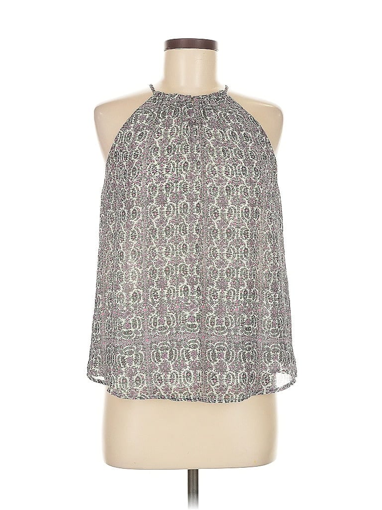 Pre-owned Joie Sleeveless Silk Top Gray Paisley Pattern Halter Neckline Tops