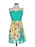 Trixxi 100% Polyester Floral Teal Cocktail Dress Size 0 - photo 1