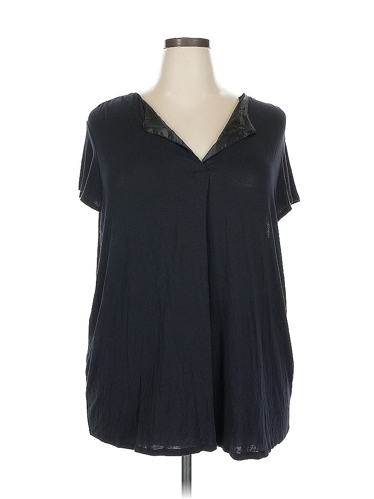 Pre-owned Jaclyn Smith Short Sleeve Blouse In Black