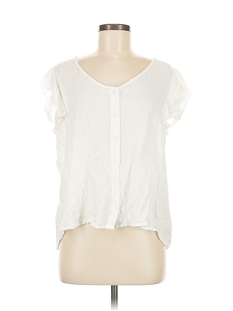Pre-owned Jane And Delancey Short Sleeve Blouse In White