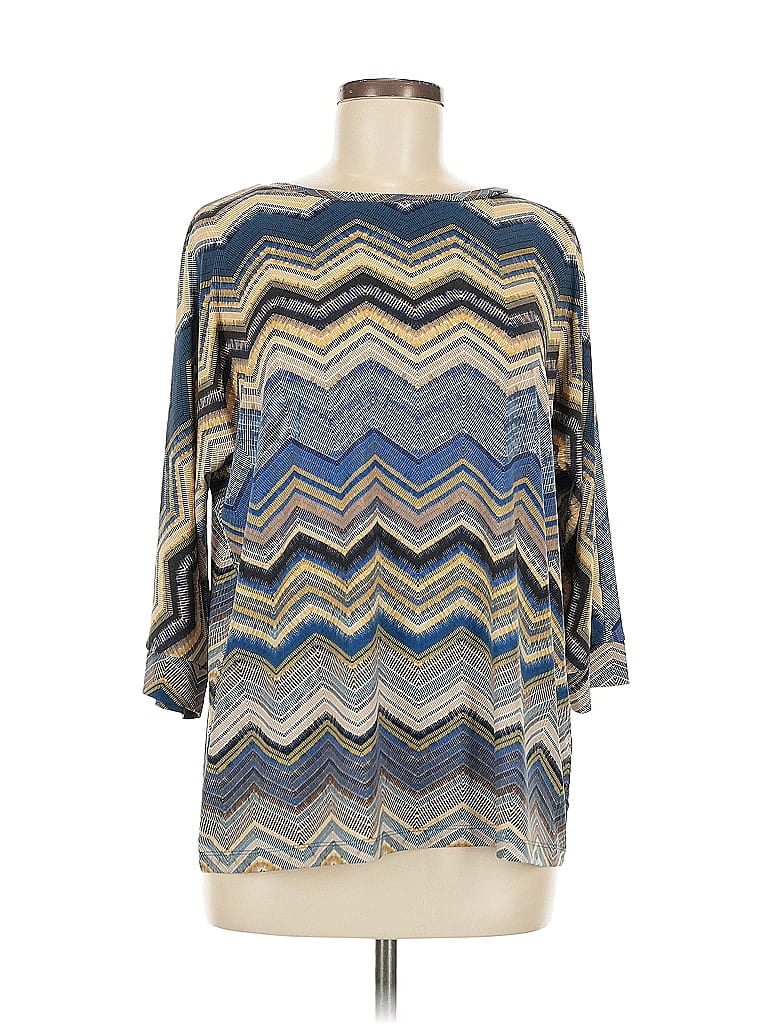 Pre-owned Chico's 3/4 Sleeve Blouse In Blue