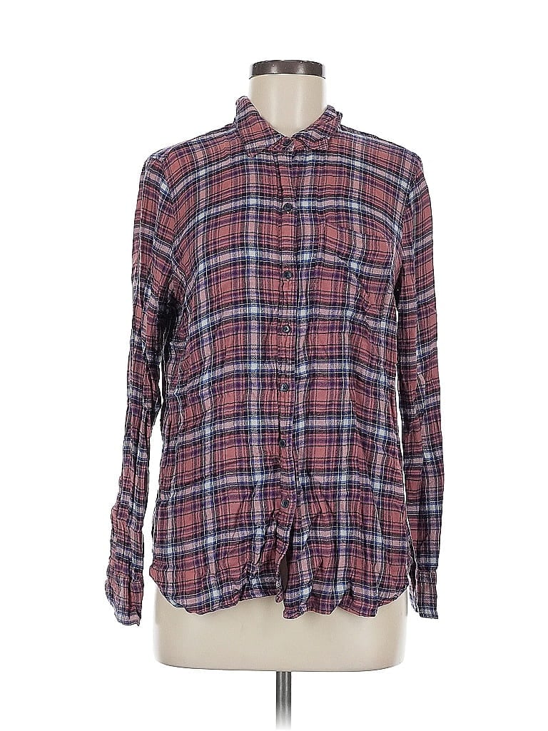 Pre-owned Lucky Brand Long Sleeve Button Down Shirt In Burgundy