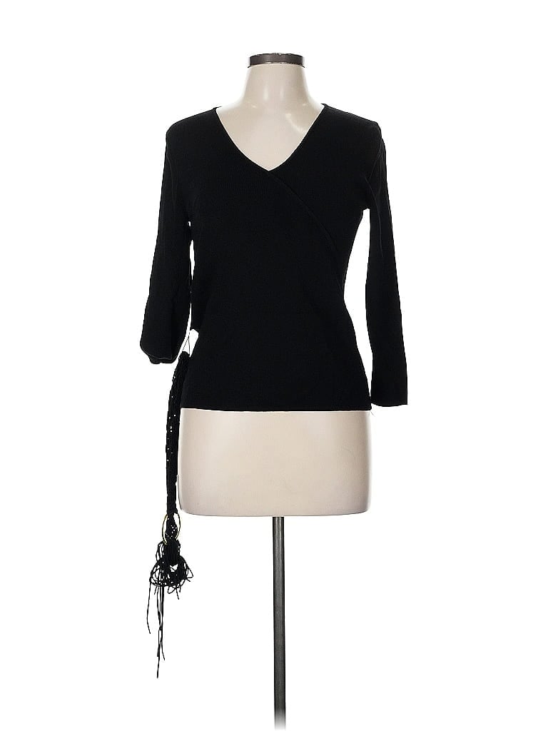 Pre-owned Cable & Gauge Pullover Sweater In Black