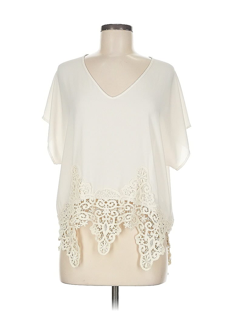 Pre-owned Astr Short Sleeve Blouse In White