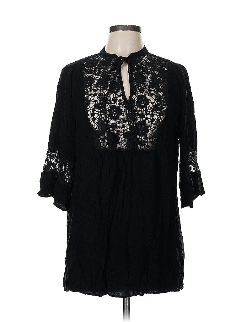 Pre-owned Blue Island 3/4 Sleeve Blouse In Black