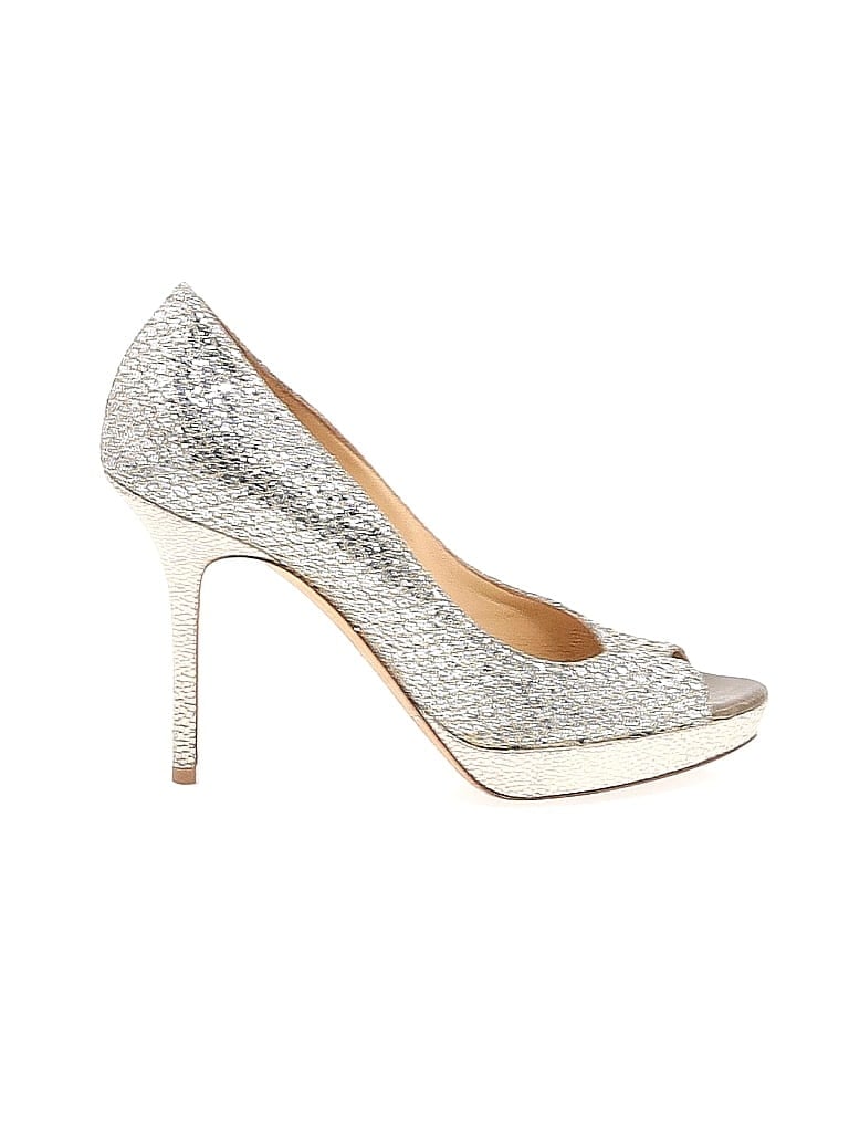 Jimmy Choo Metallic Silver Heels Size EU 34 1/2 - photo 1