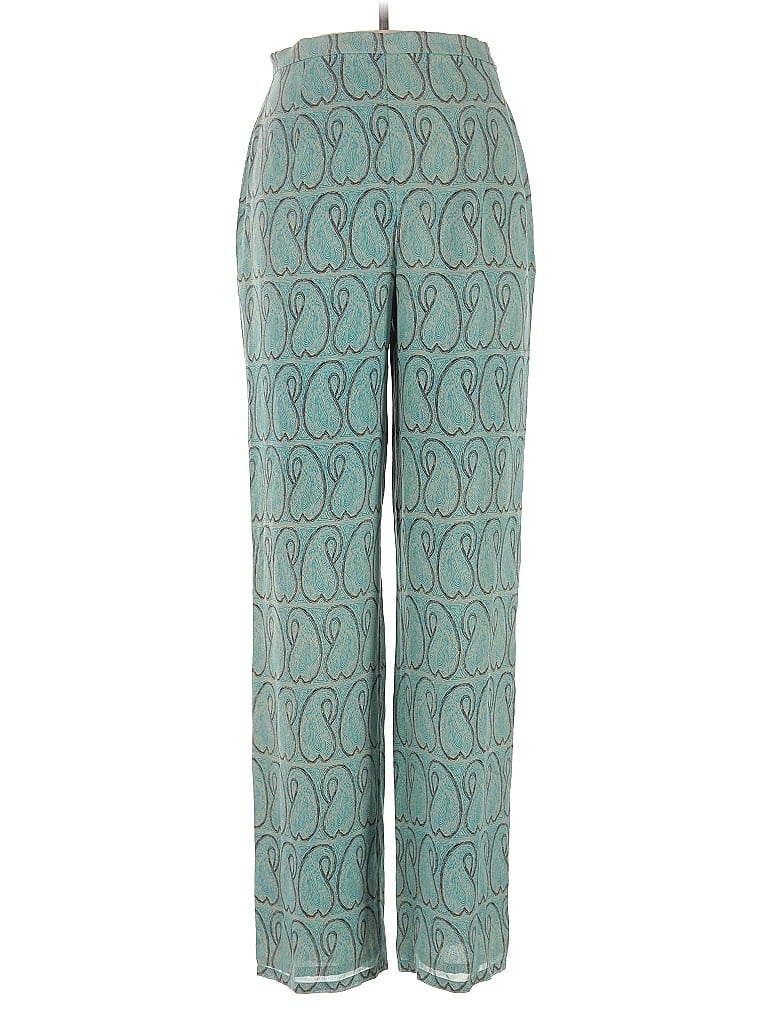 Carlisle 100% Silk Paisley Teal Silk Pants Size 10 - photo 1