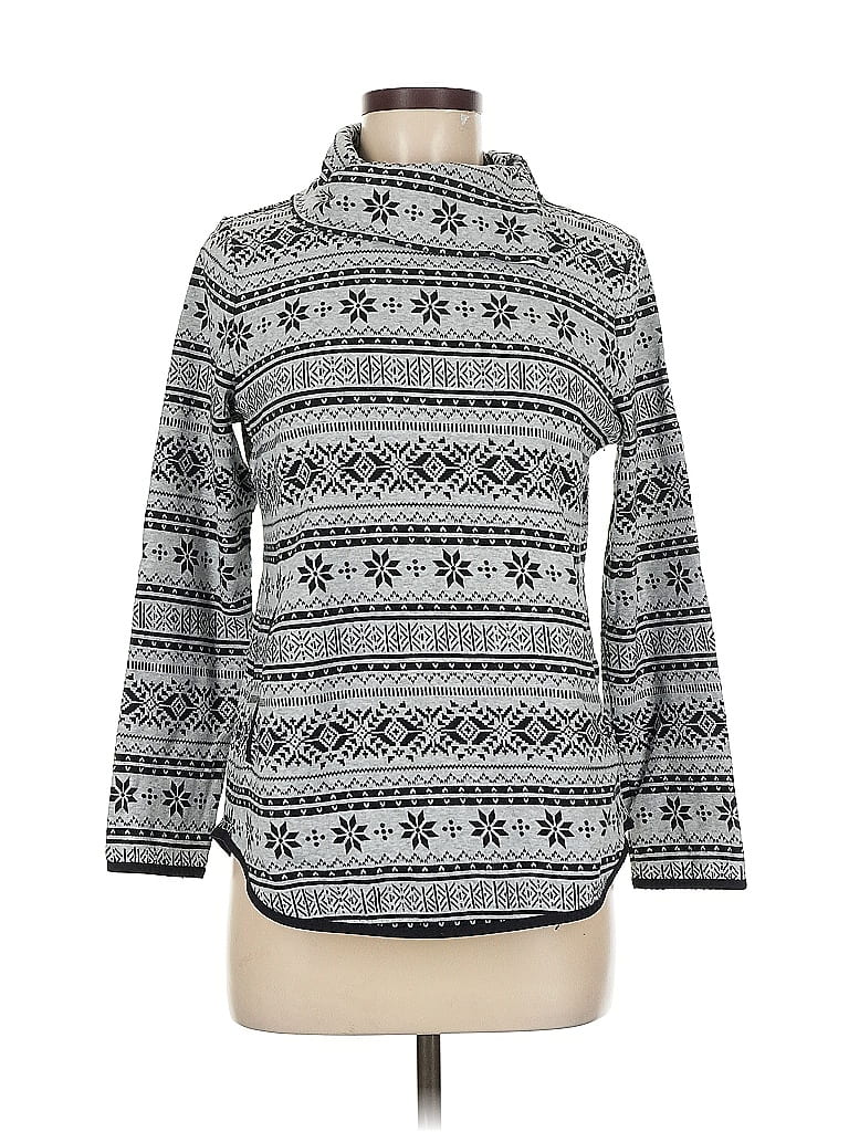 T by Talbots 100% Cotton Print Gray Turtleneck Sweater Size M - photo 1