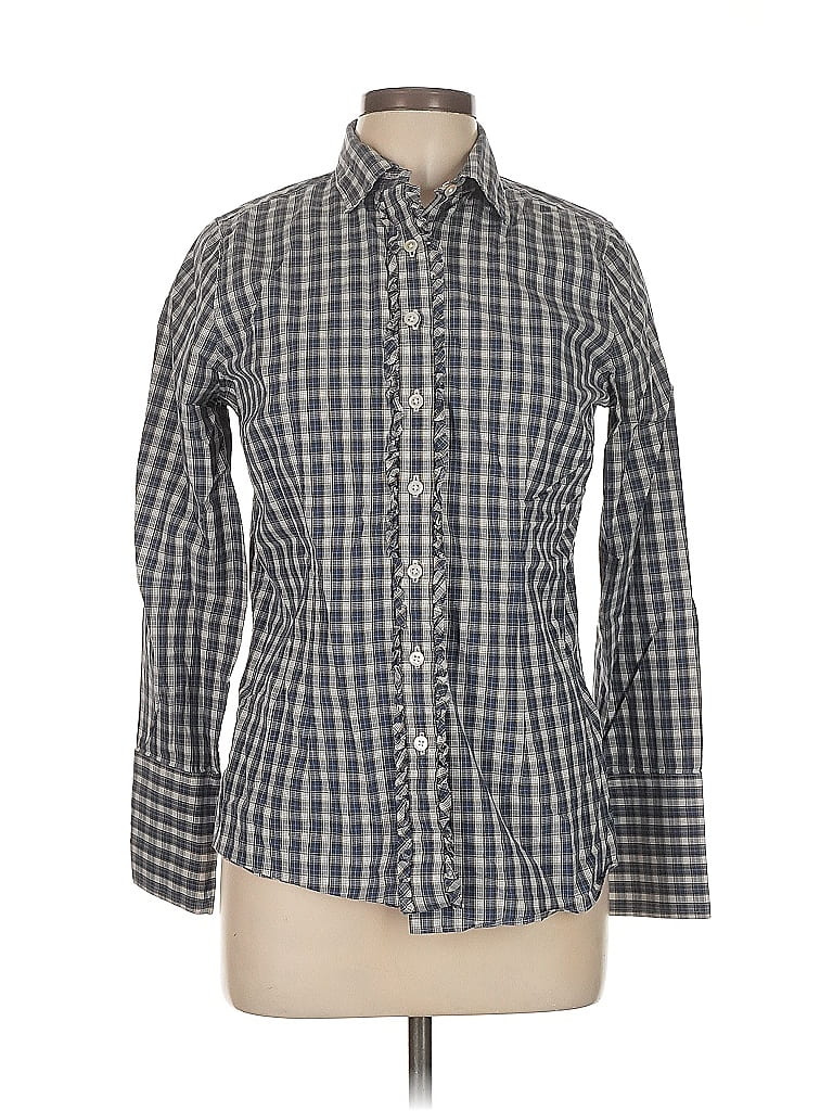 Pre-owned Lands' End Long Sleeve Button Down Shirt In Gray