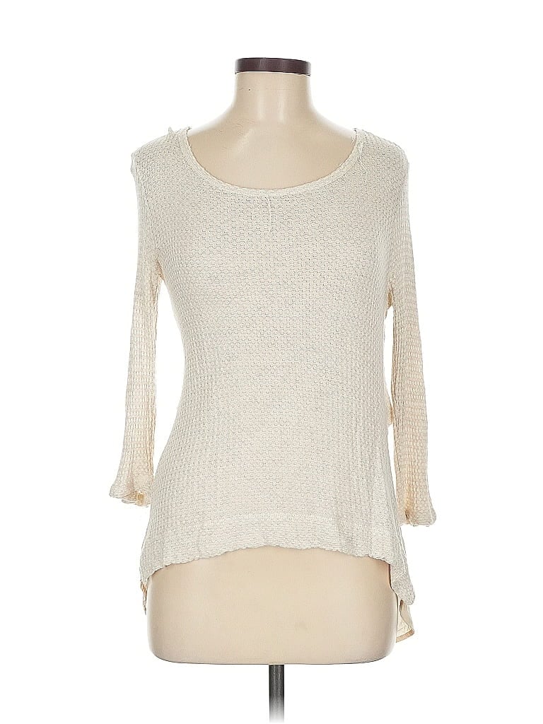 Pre-owned Mi Ami 3/4 Sleeve Top Ivory Boatneck Tops In White