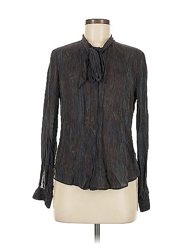 Theory Long Sleeve Silk Top (view 1)