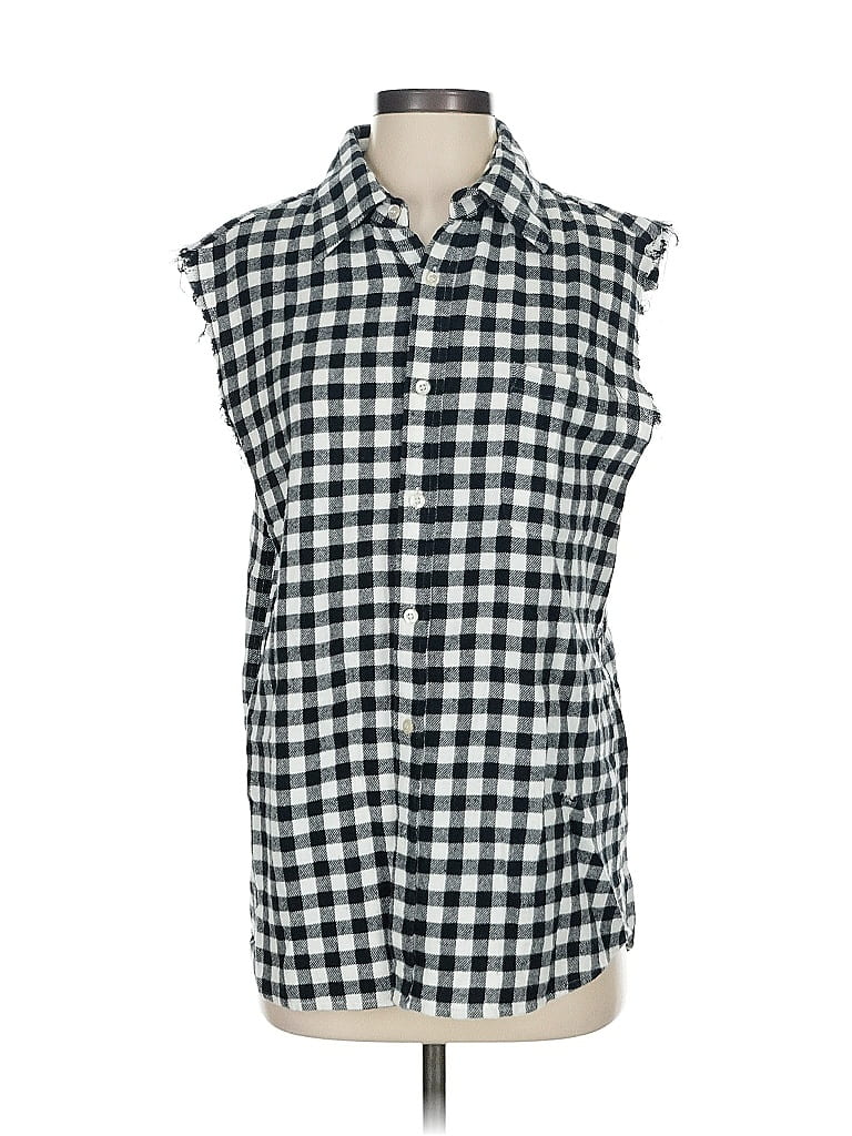 Click to view more detailed imagery on our partner's website Pre-owned Aqua Sleeveless Button Down Shirt In Black