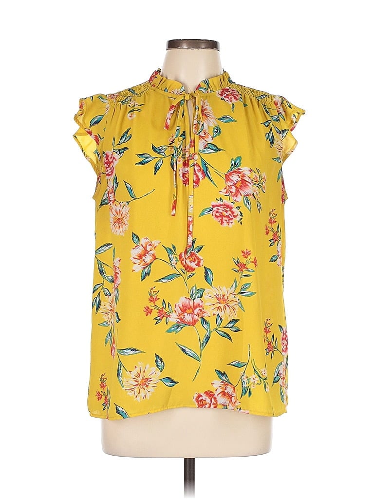 Counterparts 100% Polyester Yellow Sleeveless Blouse Size L - photo 1