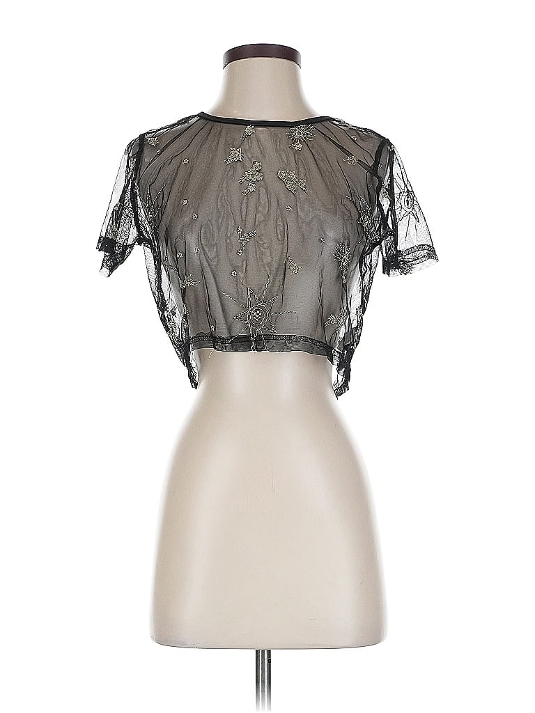 Zaful 100% Polyester Black Short Sleeve Top Size S - photo 1