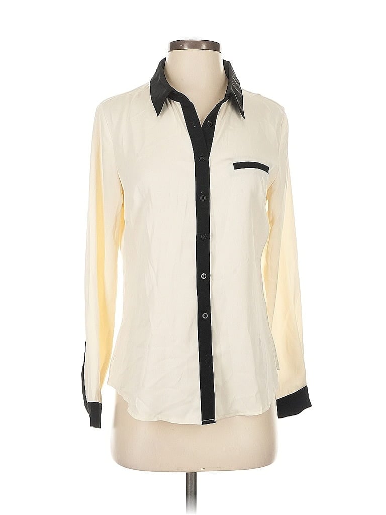 Allegra K 100% Polyester Color Block Ivory Long Sleeve Blouse Size XS - photo 1