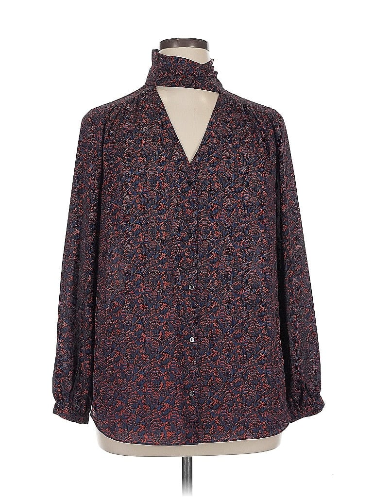 Pre-owned Nydj Long Sleeve Blouse In Burgundy