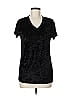 Pol 100% Polyester Animal Print Black Short Sleeve T-Shirt Size M - photo 1