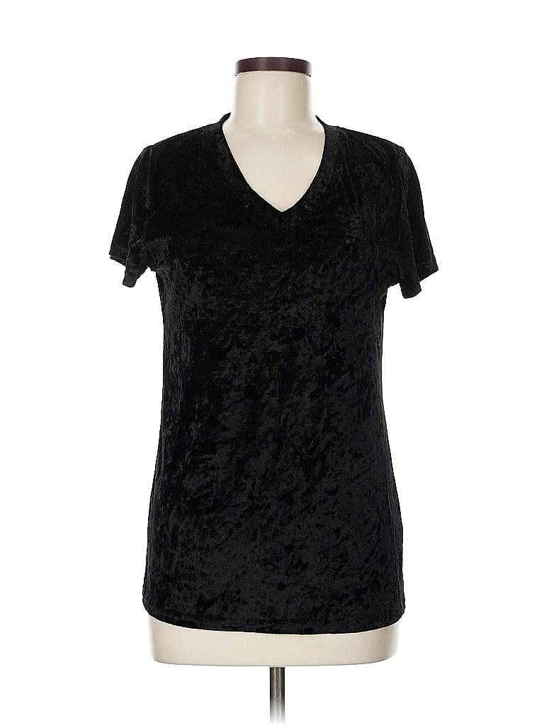 Pol 100% Polyester Animal Print Black Short Sleeve T-Shirt Size M - photo 1