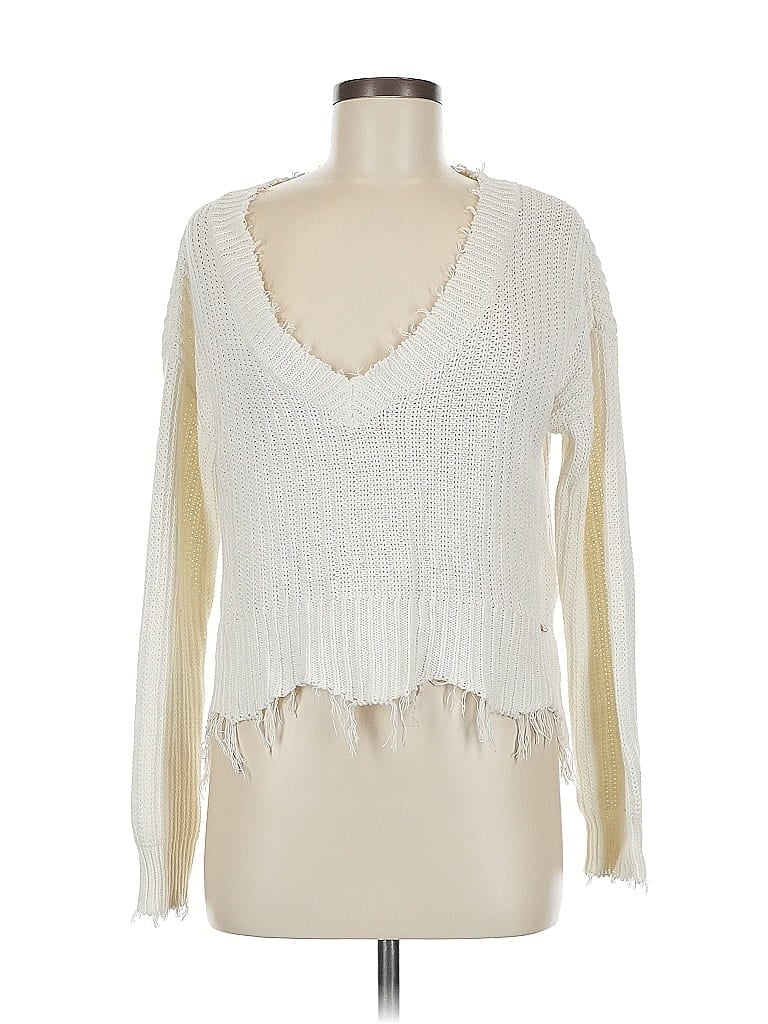 Pre-owned Guess Pullover Sweater In White