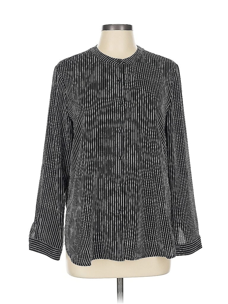 Pre-owned Adrianna Papell Long Sleeve Blouse In Black