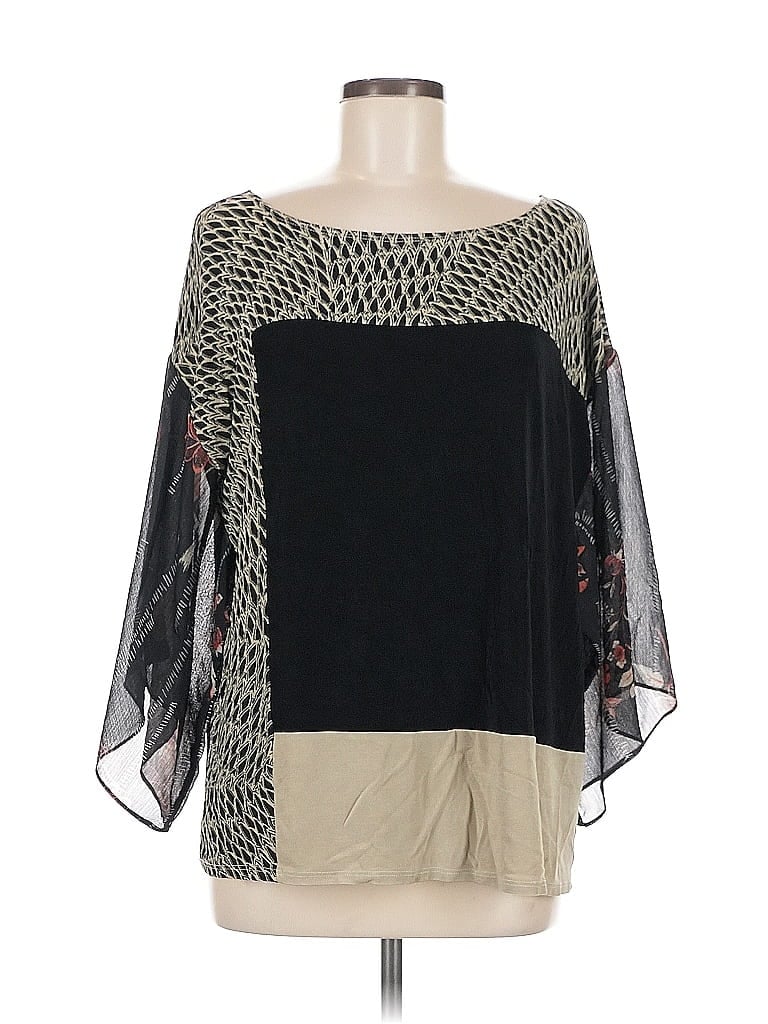 Travelers by Chico's Black 3/4 Sleeve T-Shirt Size Med (1) - photo 1