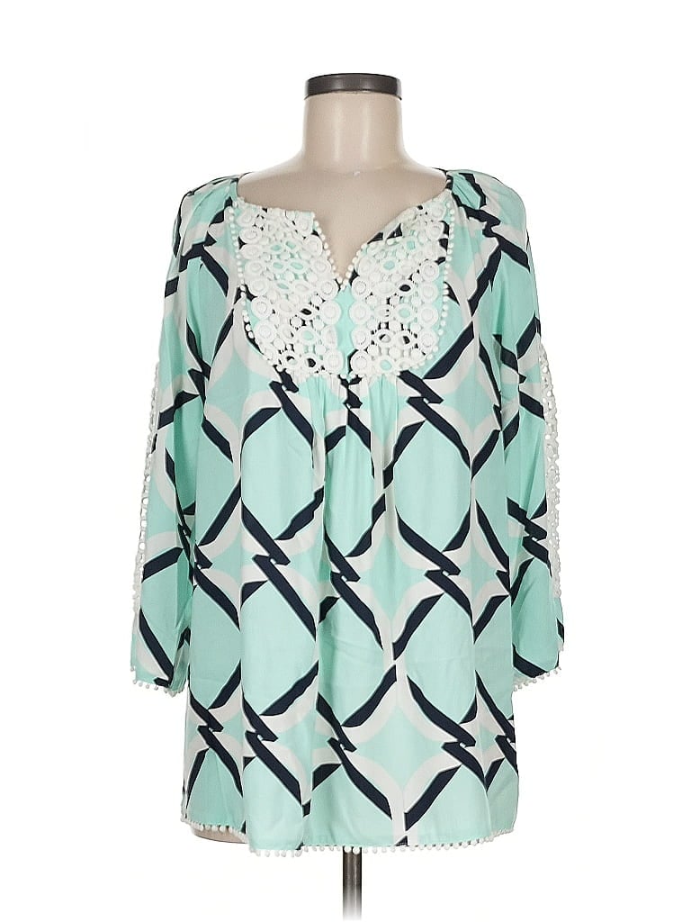 Pre-owned Crown & Ivy 3/4 Sleeve Blouse In Blue