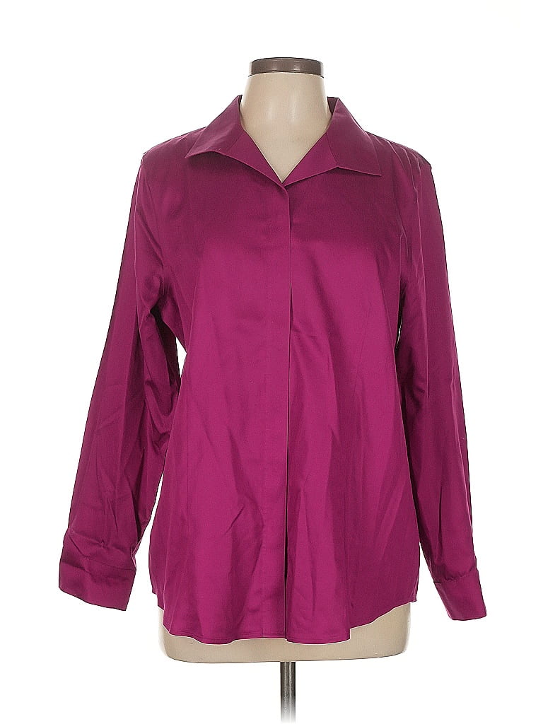 Chico's 100% Cotton Burgundy 3/4 Sleeve Button-Down Shirt Size Lg (2) - photo 1