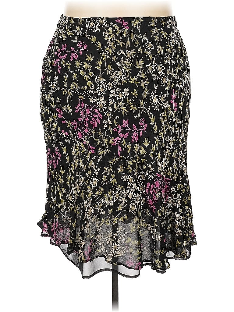 JM Collection 100% Rayon Floral Black Casual Skirt Size 18 - photo 1