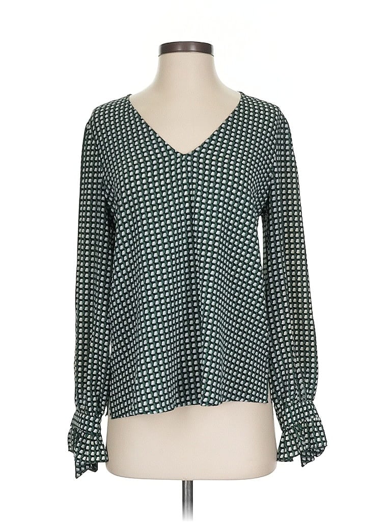 Pre-owned Cece Long Sleeve Blouse In Green