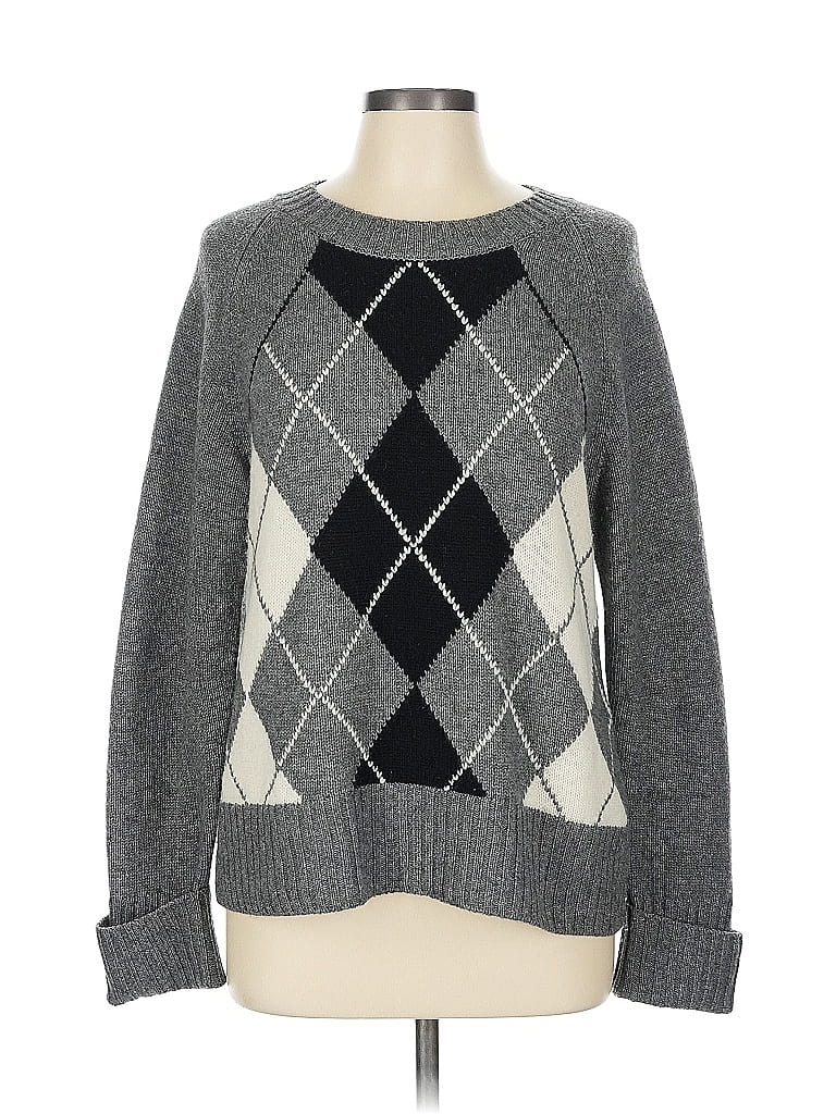 Akris Punto Argyle Gray Wool Pullover Sweater Size 10 (estimated) - photo 1