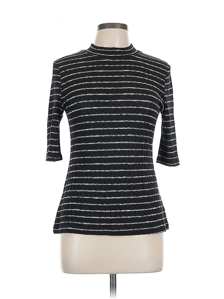 Pre-owned Lily White Short Sleeve Turtleneck In Black