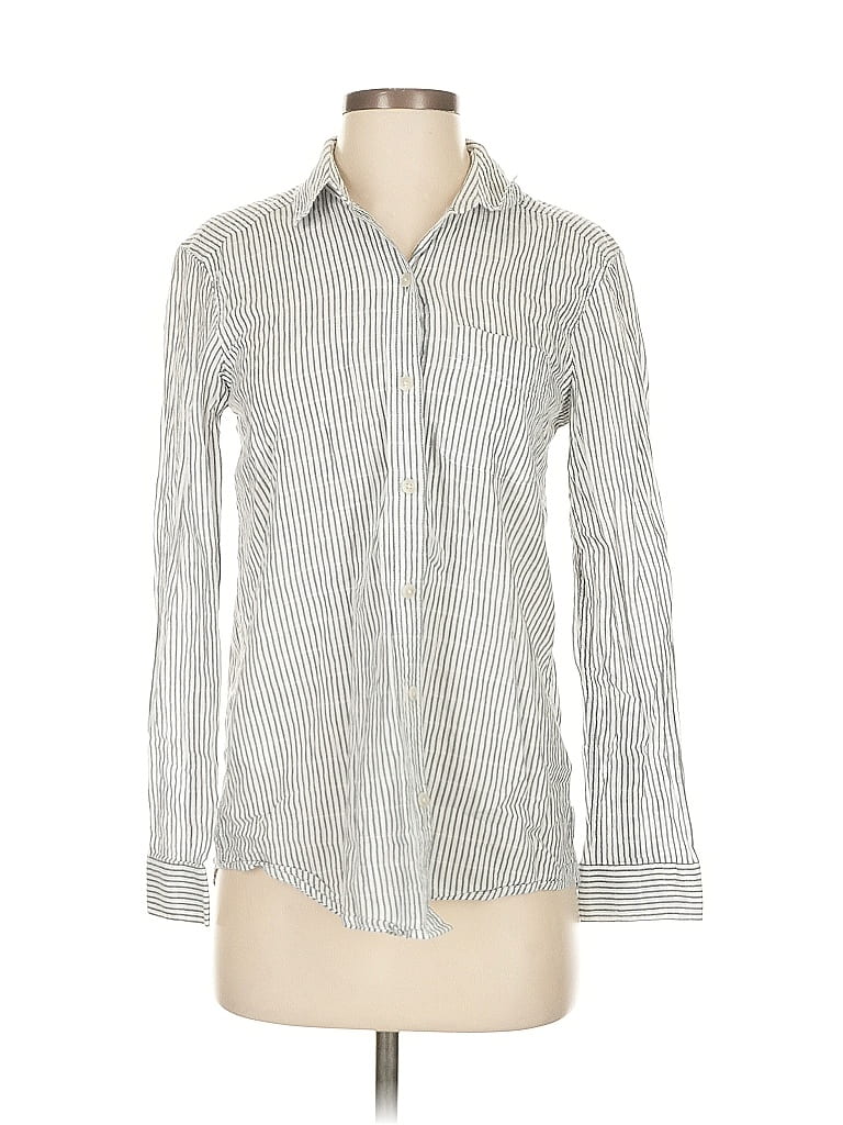 Pre-owned Eddie Bauer Long Sleeve Button Down Shirt In Silver